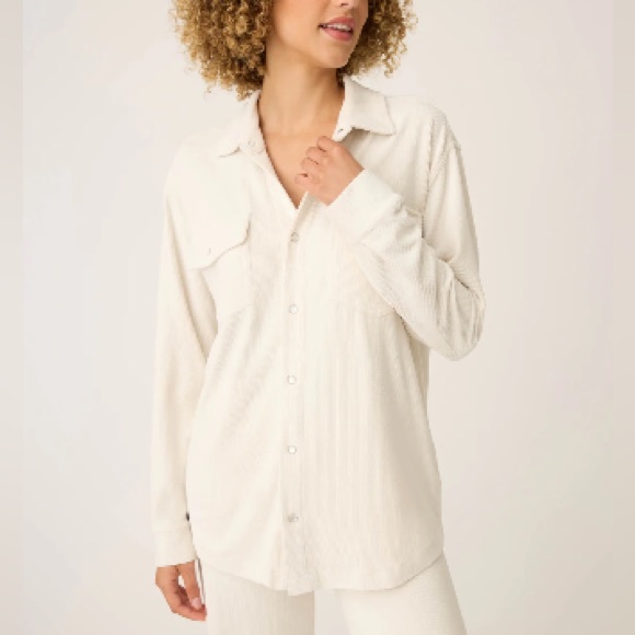 PJ Salvage Tops - Pj Salvage Cream Corduroy Long Sleeve Button Up Shirt